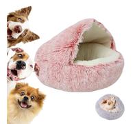 LXCJZY Lapcatz Nest Bed,Cat Cave Bed,Beds for Indoor Cats Cave & Calming Dog Beds, Semi-Enclosed Pet Nest,Cat Cave Bed,Anti-Slip Faux Fur Fluffy Coved Bed (Pink-Short Velvet, 25.6in)