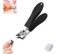 LXCJZY Wide Jaw Opening Anti-Splash Slanted Nail Clipper,Curved Handle Blade,Slanted Sharp Nail Clippers,Nail Clippers for Universal Long Handle (Black)