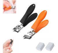 LXCJZY Wide Jaw Opening Anti-Splash Slanted Nail Clipper,Curved Handle Blade,Slanted Sharp Nail Clippers,Nail Clippers for Universal Long Handle (Black+Orange)
