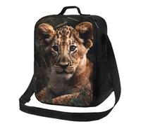 LXCNQFN Sac à déjeuner isotherme réutilisable Motif lion assis sur l'herbe Sac à déjeuner fourre-tout portable pour le travail