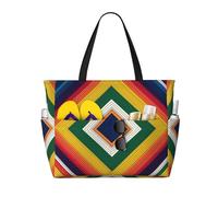 LXCNQFN Sac de plage pour femme - Motif écureuil caché derrière un arbre - Sac fourre-tout pliable avec fermeture éclair, Drapeau Afrique du Sud., Taille unique