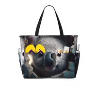 LXCNQFN Sac de plage pour femme - Motif éléphants au bord de la mer - Sac fourre-tout pliable avec fermeture éclair, Animaux mignons dans l'animation, Taille unique