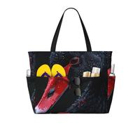 LXCNQFN Sac de plage pour femme - Sac fourre-tout pliable avec fermeture éclair - Motif berger allemand - Noir, Black Swan, Taille unique