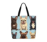 LXCNQFN Sac fourre-tout pour femme - Motif bouledogue français - Joli sac d'épicerie pliable - Réutilisable - Sac à main à bandoulière, Chien bouledogue français mignon, Taille unique
