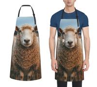 LXCNQFN Tablier de cuisine imperméable pour homme et femme avec 2 poches Motif écureuil caché derrière un arbre, Mouton debout, taille unique