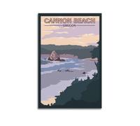 LXDSTK Impression sur toile de paysage côtier de Cannon Beach Oregon - Décoration murale moderne pour chambre à coucher - 50 x 75 cm - Sans cadre