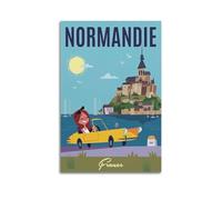 LXDSTK Poster moderne pour album photo de famille - Poster de voyage rétro de Normandie France avec conduite panoramique - Œuvre d'art sur toile sans cadre 30 x 45 cm