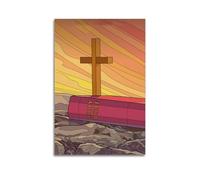 LXDSTK Posters d'art mural moderne pour décoration de chambre à coucher - Impressions sur toile de style Sainte Bible et croix au coucher du soleil - Œuvre d'art sans cadre (50 x 75 cm)
