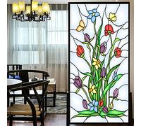 LXDWEI Film décoratif d'intimité pour fenêtre - Belle église papillon fleur - Film teinté givré pour fenêtre de maison et bureau (l x L) - 100 x 100 cm