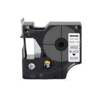 LXfOtG 12 mm x 7m 45013 Étiquettes 45010 45015 45018 45023 45024 Compatible avec des imprimantes étiquettes comme la série D1 et Les modèles LabelManager 160 280 210D(Black on Silver)
