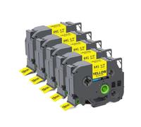 LXfOtG 18 mm Noir sur Bande d'étiquette Blanche Compatible avec Tze 241 141 641 741 Compatible avec Les imprimantes d'étiquette 5 / 10pcs(5PK Black on Yellow)