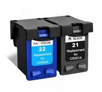 LXfOtG Remplacement de la Cartouche d'encre Compatible avec 21 22 21xl 22xl Compatible avec Deskjet F2180 F2280 F4180 F2200 F380(1PC Black 1PC Color)