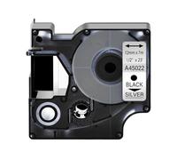 LXfOtG Ruban de 12 mm Noir sur étiquette Blanc Compatible avec Le gestionnaire d'étiquette 350 450d 200 et D1 45013 45803 Ruban d'imprimante(Black on Silver)