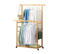 LXGJSQY Portant à vêtements Roulant avec étagères, Portant à vêtements sur roulettes, Portant à vêtements en Bambou, Double Rails de Suspension pour couloirs d'entrée, Chambres à Coucher/Couleur pri