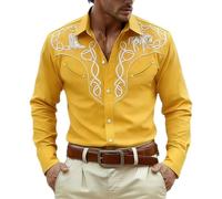 LXGKEKSKG Chemise à manches longues avec imprimé intégral pour les thèmes décontractés western et cowboy, Jaune H, S