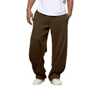 LXGKEKSKG Pantalon décontracté avec détails plissés et poches latérales. Coupe confortable et décontractée. Pantalon large et long doux., café, M