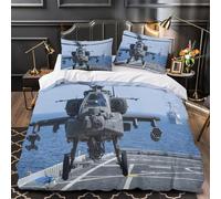 LXHASPIEO Americain AH64 Apache Helicoptere 3D Imprimé Militaire Housse De Couette Housses De Couettes pour Adultes Et Enfants Parure De Lit avec Taies Microfibr 3 Pièces Double（200x200cm）