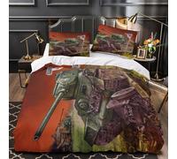 LXHASPIEO Russe T34 Char 3D Imprimé Militaire Housse De Couette Housses De Couettes pour Adultes Et Enfants Parure De Lit avec Taies E avec Fermeture À Glissière Microfibr 2 Pièces Single（140x200cm）