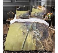 LXHASPIEO Russe T34 Char 3D Imprimé Militaire Housse De Couette Housses De Couettes pour Adultes Et Enfants Parure De Lit avec Taies E avec Fermeture À Glissière Microfibr 2 Pièces Single（140x200cm）