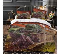 LXHASPIEO Russe T34 Char 3D Imprimé Militaire Housse De Couette Housses De Couettes pour Adultes Et Enfants Parure De Lit avec Taies E avec Fermeture À Glissière Microfibr 3 Pièces King（220x240cm）