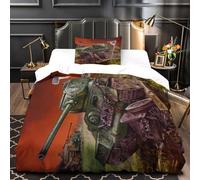 LXHASPIEO Russe T34 Char 3D Imprimé Militaire Housses De Couettes Housse De Couette pour Adultes Et Enfants Microfibr avec Taies Parure De Lit E avec Fermeture À Glissière 2 Pièces Single（135x200cm）