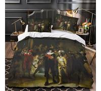 LXHASPIEO The Night Watch 3D Imprimé Rembrandt Housse De Couette Housses De Couettes pour Adultes Et Enfants Parure De Lit avec Taies E avec Fermeture À Glissière Microfibr 3 Pièces Double(200x200cm)
