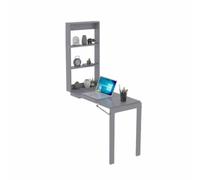 LXHELIVERY Bureau Mural Rabattable, Table Murale Rabattable, avec Rangement, Bureau pour Ordinateur Portable en Bois Massif, Idéal pour Un Bureau Ou Un Salon.(Grey,110x60x75 cm)