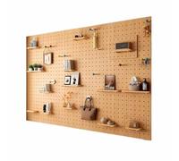 LXHELIVERY Kit Combiné D'organiseur Mural Perforé, 1 Panneau, Organiseur Mural Robuste avec Accessoires, pour Salon, Garage, Rangement D'outils, Cuisine, Maison(Natural,60X80 CM)