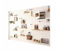 LXHELIVERY Kit Combiné D'organiseur Mural Perforé, 1 Panneau, Organiseur Mural Robuste avec Accessoires, pour Salon, Garage, Rangement D'outils, Cuisine, Maison(Blanc,60X80 CM)