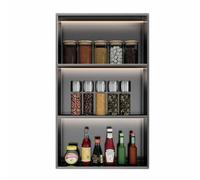LXHELIVERY Niche LED en Acier Inoxydable, Étagère À Épices À 3 Niveaux Organiseur D'épices De Cuisine, Étagère À Épices Encastrée pour Assaisonnements, Garde-Manger(80x20x100cm)
