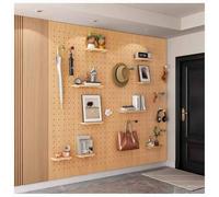 LXHELIVERY Wall Organizer Peg Board, 16 Mm Thick Wooden Pegboard, Modular Wall Mount Display Peg Board Panel for Garage Tool Storage, Office Organization(Natural,60X120 CM)