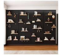 LXHELIVERY Wall Organizer Peg Board, 16 Mm Thick Wooden Pegboard, Modular Wall Mount Display Peg Board Panel for Garage Tool Storage, Office Organization(Zwart,60X120 CM)