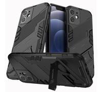 LXHGrowH Coque pour iPhone 12 Mini, Housse Anti-Rayures Back Armor et Anti-Choc Protection Silicone TPU Bumper, Étui avec Fonction Stand Full Body Antichoc Protecteur Case, Noir