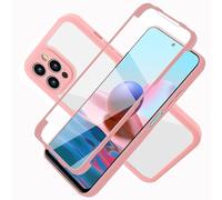 LXHGrowH Coque pour iPhone 12 Pro, Housse Anti-Rayures avec Protection d'écran Intégré, 2in1 Hybride Double Couche 360 Degrés Full Body Anti-Choc Protecteur Etui, [Transparente+Rose]
