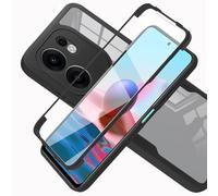 LXHGrowH Coque pour Oppo Reno 13F / Reno 13 FS 5G, Housse Anti-Rayures avec Protection d'écran Intégré, 2in1 Hybride Double Couche 360 Degrés Full Body Anti-Choc Protecteur Etui, [Transparente+Noir]