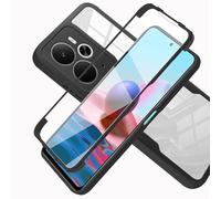 LXHGrowH Coque pour Realme 14 5G / Realme 14T 5G, Housse Anti-Rayures avec Protection d'écran Intégré, 2in1 Hybride Double Couche 360 Degrés Full Body Anti-Choc Protecteur Etui, [Transparente+Noir]