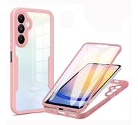 LXHGrowH Coque pour Samsung Galaxy A25 5G, Housse Anti-Rayures avec Protection d'écran Intégré, 2in1 Hybride Double Couche 360 Degrés Full Body Anti-Choc Protecteur Etui, [Transparente+Rose]