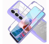 LXHGrowH Coque pour Samsung Galaxy A26 5G, Housse Anti-Rayures avec Protection d'écran Intégré, Hybride Double Couche 360 Degrés Full Body Anti-Choc Protecteur Etui, [Transparente+Pourpre]