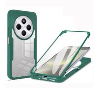 LXHGrowH Coque pour Xiaomi Redmi 14C / Poco C75, Housse Anti-Rayures avec Protection d'écran Intégré, 2in1 Hybride Double Couche 360 Degrés Full Body Anti-Choc Protecteur Etui, [Transparente+Vert]