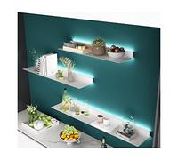 LXHONG 1 Étagère Murale Flottante en Métal. avec Éclairage LED Intégré pour La Salle De Bain du Salon du Comptoir De La Barre D'entrée, Étagère Rustique Moderne (Couleur : White, Taille : 80x20x6cm