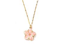 LXHSLJN Collier avec pendentif fleur rose pour femme, collier avec pendentif en forme de fleur, bijou tendance et mignon en pierre précieuse rose, un cadeau pour elle