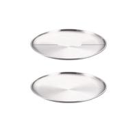 LXHZSY Assiette Inox Lot de 2 assiettes à dîner rondes en acier inoxydable, plateau peu profond, doré et argenté, for fruits viandes(2Pcs 20cm Silver)