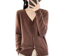 LXHZSY Cardigan Femme Cardigan en Cachemire à col V for Femme, Haut Ample Basique tricoté Manches Longues, Collection Printemps et Automne(Color4,XL)