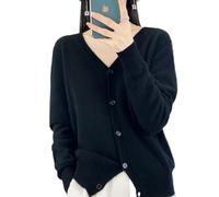 LXHZSY Cardigan Femme Cardigan en Cachemire à col V for Femme, Haut Ample Basique tricoté Manches Longues, Collection Printemps et Automne(Color2,XL)