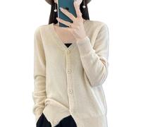 LXHZSY Cardigan Femme Cardigan en Cachemire à col V for Femme, Haut Ample Basique tricoté Manches Longues, Collection Printemps et Automne(Color3,XX-Large)