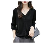 LXHZSY Cardigan Femme Pull tricoté à col en V for Femme, Cardigan Rayures, Hauts Amples, vêtements d'extérieur Manches Longues, Printemps-Automne(Color2,M)