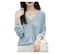 LXHZSY Cardigan Femme Pull tricoté à col en V for Femme, Cardigan Rayures, Hauts Amples, vêtements d'extérieur Manches Longues, Printemps-Automne(Color1,XL)