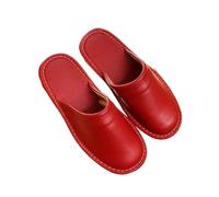 LXHZSY Claquette Hommes Pantoufles en Cuir Bon Marché for Hommes, Chaussures D'intérieur, Grande Taille 47-48, Mules for Hommes, Pantoufles Fermées, Chaussures De Couple Unisexes(Red,45-46)