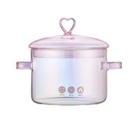 LXHZSY Faitout Marmite en Verre Rose Polyvalente Transparente for Soupe, marmite à poignée binaurale, Bol à Soupe for Nouilles, marmite de Cuisine résistante à la Chaleur(Pot)