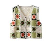 LXHZSY Gilet Sans Manche Femme Gilet en crochet, haut tricot transparent ajouré, boutonné sur le devant, cardigan sans manches for femme, tenue de vacances for adolescente(Style6)